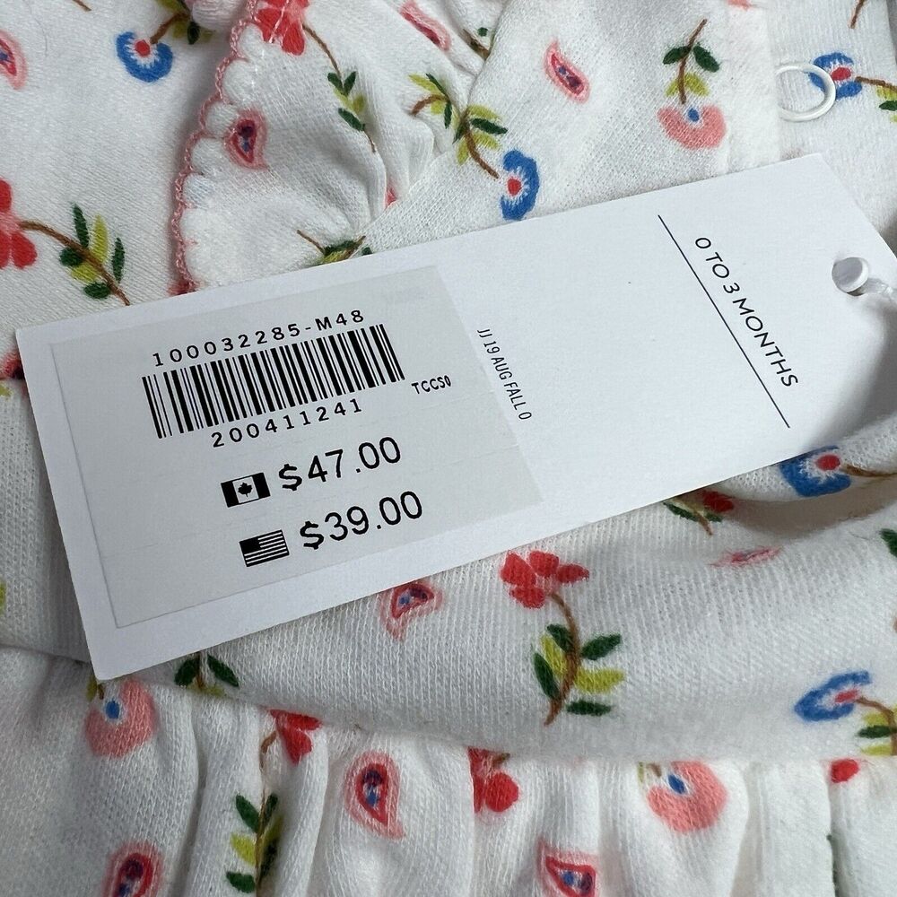 New Janie and Jack White Floral Print Ruffle One Piece - Picture 6 of 6